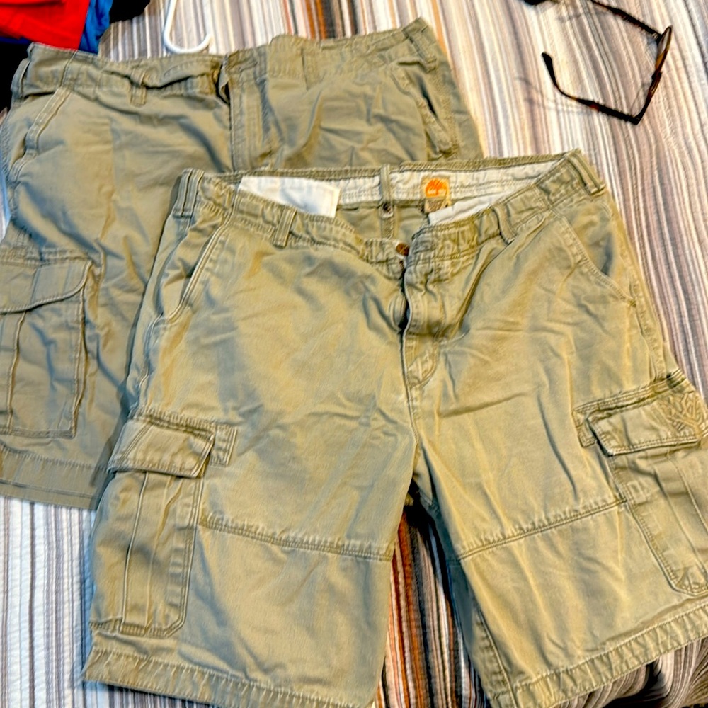 2 pairs of size 40 khaki cargo shorts